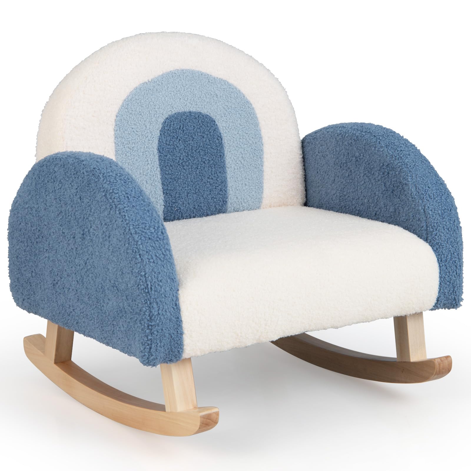 Honey Joy Toddler Rocking Chair, Kids Rocker Chair With Solid Wood Frame & Plush Fabric, Kids Furniture Sofa W/Anti-Tipping Design, Toddler Couch For Kids Room, Playroom, Nursery, Bedroom (Blue)